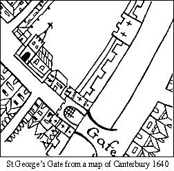 Detail from an old map of Canterbury